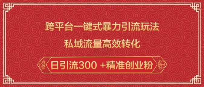 跨平台一键式暴力引流玩法，私域流量高效转化日引流300 +精准创业粉-陈泽网创-资源网-最新项目分享网