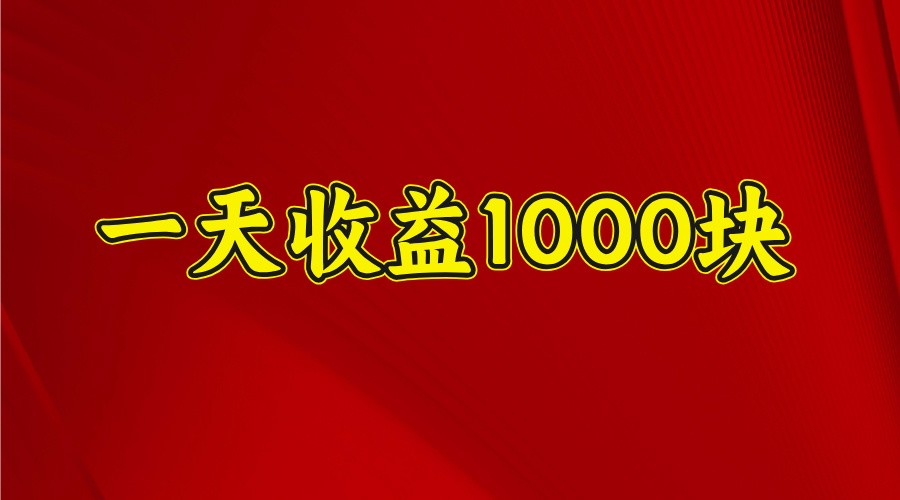 一天收益1000块，2025全网首发-陈泽网创-资源网-最新项目分享网