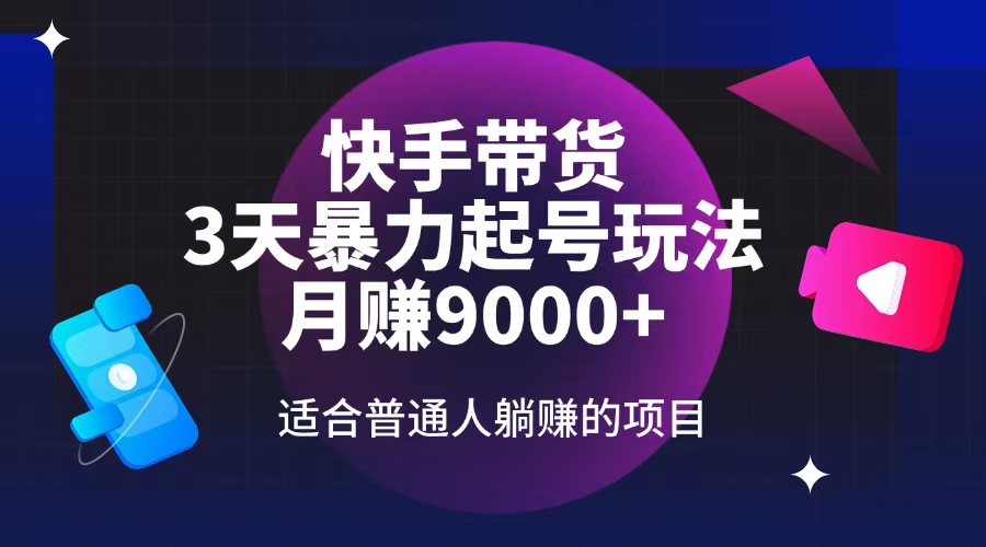 快手带货，3天起号暴力玩法，月赚9000+，适合普通人躺赚的项目-陈泽网创-资源网-最新项目分享网