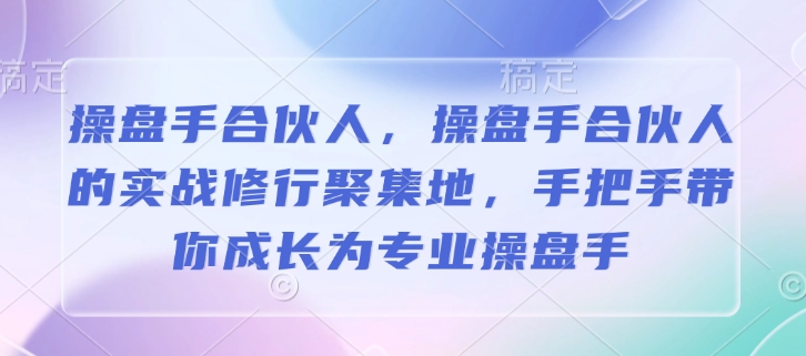 操盘手合伙人，操盘手合伙人的实战修行聚集地，手把手带你成长为专业操盘手-陈泽网创-资源网-最新项目分享网
