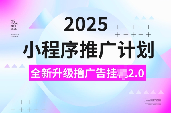 2025小程序推广计划，撸广告挂JI3.0玩法，日均5张【揭秘】-陈泽网创-资源网-最新项目分享网