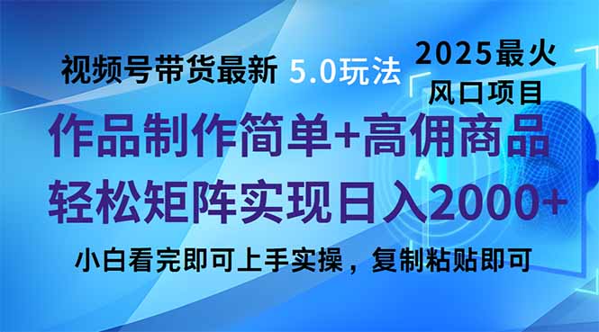 视频号带货最新5.0玩法，作品制作简单，当天起号，复制粘贴，轻松矩阵…-陈泽网创-资源网-最新项目分享网