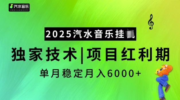 2025汽水音乐挂JI，独家技术，项目红利期，稳定月入5k【揭秘】-陈泽网创-资源网-最新项目分享网