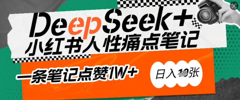 AI赋能小红书爆款秘籍：用DeepSeek轻松抓人性痛点，小白也能写出点赞破万的吸金笔记，日入多张-陈泽网创-资源网-最新项目分享网