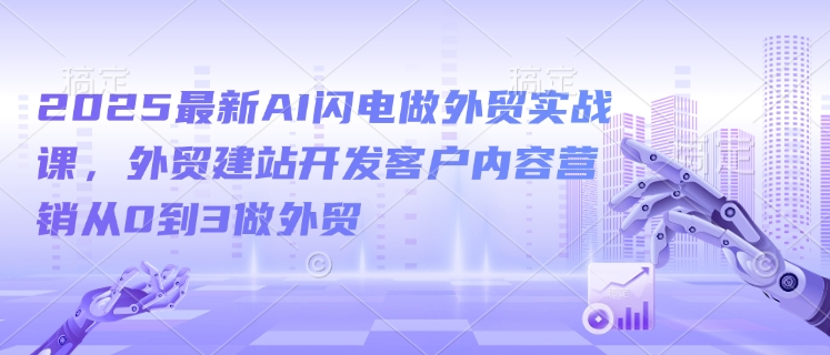 2025最新AI闪电做外贸实战课，外贸建站开发客户内容营销从0到3做外贸-陈泽网创-资源网-最新项目分享网