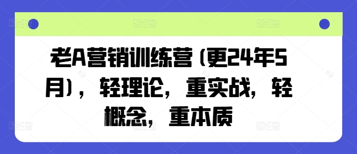 老A营销训练营(更25年1月)，轻理论，重实战，轻概念，重本质-陈泽网创-资源网-最新项目分享网