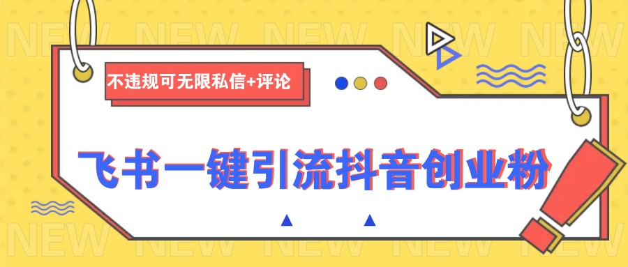 飞书一键引流抖音创业粉，不违规可 无限私信+评论-陈泽网创-资源网-最新项目分享网