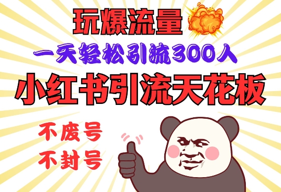 小红书引流天花板，玩爆流量，一天轻松引流300人，安全操作-陈泽网创-资源网-最新项目分享网