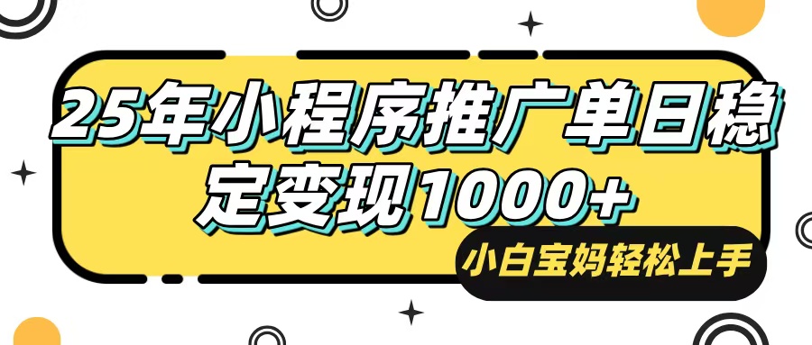 25年最新风口，小程序自动推广，，稳定日入1000+，小白轻松上手-陈泽网创-资源网-最新项目分享网