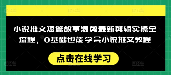 小说推文短篇故事混剪最新剪辑实操全流程，0基础也能学会小说推文教程，肯干多发日入多张-陈泽网创-资源网-最新项目分享网