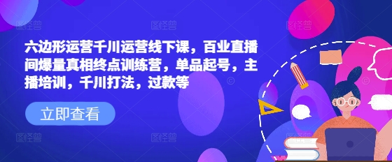 六边形运营千川运营线下课，百业直播间爆量真相终点训练营，单品起号，主播培训，千川打法，过款等-陈泽网创-资源网-最新项目分享网