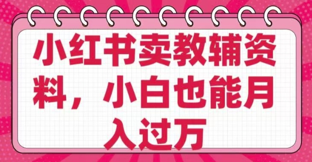 小红书卖教辅资料，0 成本，纯利润，售后成本极低，小白也能月入过W-陈泽网创-资源网-最新项目分享网