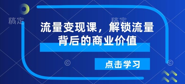 流量变现课，解锁流量背后的商业价值-陈泽网创-资源网-最新项目分享网