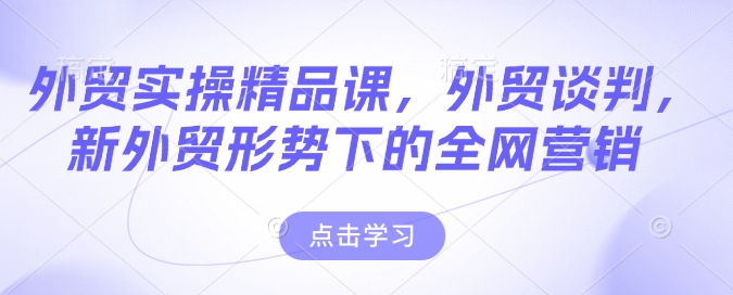 外贸实操精品课，外贸谈判，新外贸形势下的全网营销-陈泽网创-资源网-最新项目分享网