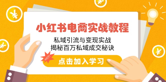 小红书电商实战教程：私域引流与变现实战，揭秘百万私域成交秘诀-陈泽网创-资源网-最新项目分享网