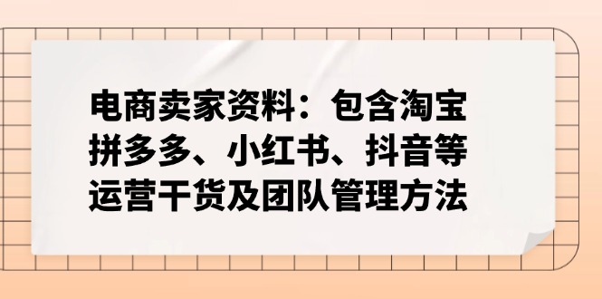 电商卖家资料：包含淘宝、拼多多、小红书、抖音等运营干货及团队管理方法-陈泽网创-资源网-最新项目分享网