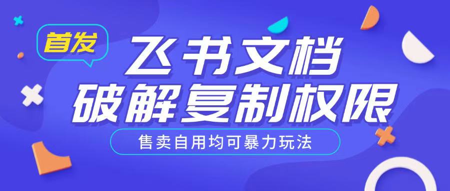 首发飞书文档破解复制权限，售卖自用均可暴力玩法-陈泽网创-资源网-最新项目分享网