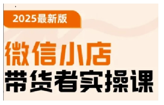 2025最新版微信小店带货者实操课，基础操作到高级运营技巧，快速上手-陈泽网创-资源网-最新项目分享网