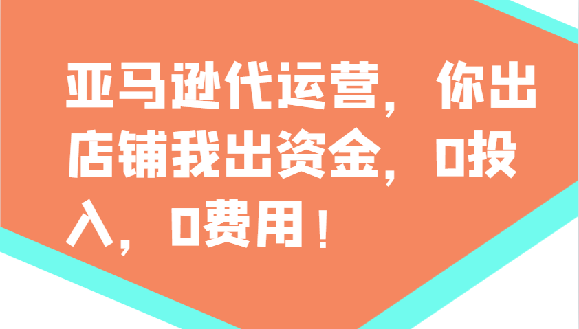 亚马逊代运营，你出店铺我出资金，0投入，0费用，无责任每天300分红，赢亏我承担-陈泽网创-资源网-最新项目分享网