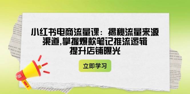 图片[1]-小红书电商流量课：揭秘流量来源渠道,掌握爆款笔记推流逻辑,提升店铺曝光-陈泽网创-资源网-最新项目分享网