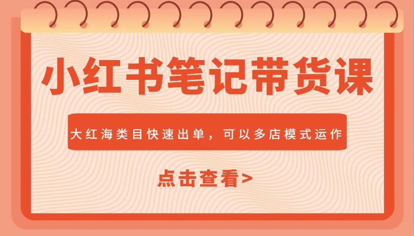 小红书笔记带货课，大红海类目快速出单，市场大，可以多店模式运作-陈泽网创-资源网-最新项目分享网