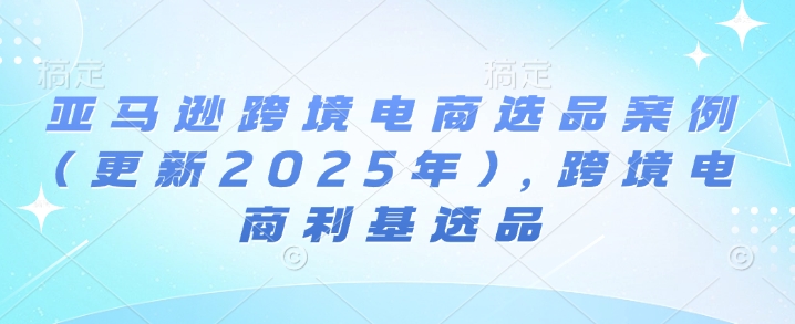 亚马逊跨境电商选品案例(更新2025年3月)，跨境电商利基选品-陈泽网创-资源网-最新项目分享网