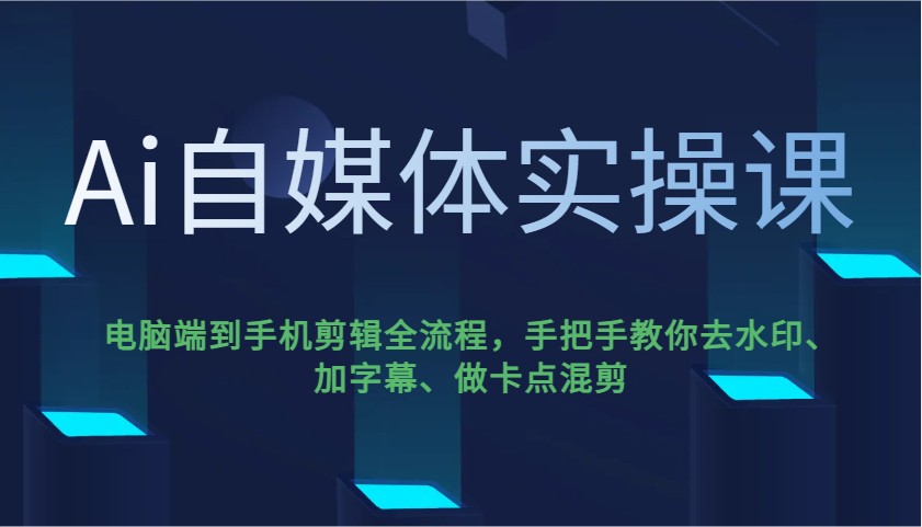 Ai自媒体实操课，电脑端到手机剪辑全流程，手把手教你去水印、加字幕、做卡点混剪-陈泽网创-资源网-最新项目分享网