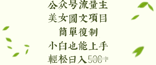 流量主长期收益项目，美女图片简单复制，小白也能上手，轻松日入5张-陈泽网创-资源网-最新项目分享网