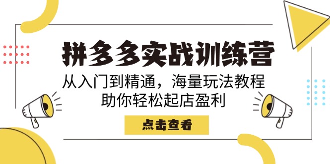 拼多多实战训练营，从入门到精通，海量玩法教程，助你轻松起店盈利-陈泽网创-资源网-最新项目分享网