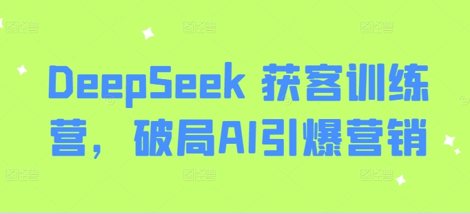 DeepSeek 获客训练营，破局AI引爆营销-陈泽网创-资源网-最新项目分享网