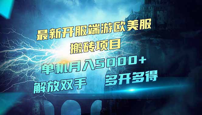 全网热门游戏欧美服端游搬砖，最新开服，项目红利期，单机月入5000+-陈泽网创-资源网-最新项目分享网