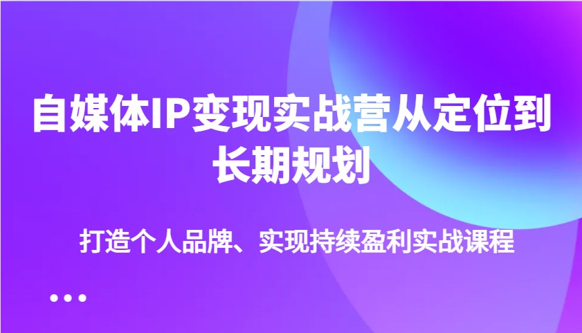 自媒体IP变现实战营从定位到长期规划，打造个人品牌、实现持续盈利实战课程-陈泽网创-资源网-最新项目分享网