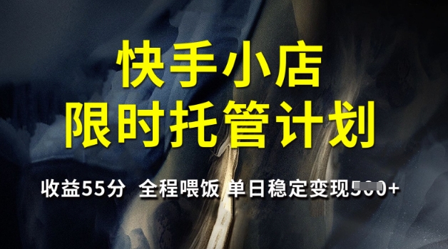 快手小店限时托管计划，收益55分，全程喂饭，单日稳定变现5张【揭秘】-陈泽网创-资源网-最新项目分享网