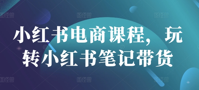 小红书电商课程，玩转小红书笔记带货-陈泽网创-资源网-最新项目分享网