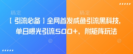 【引流必备】全网首发咸鱼引流黑科技，单日曝光引流500+，附矩阵玩法【揭秘】-陈泽网创-资源网-最新项目分享网