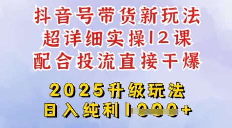 2025全新升级抖音带货玩法，一天纯利四位数，从剪辑到选品再到发布投流，超详细玩法揭秘-陈泽网创-资源网-最新项目分享网