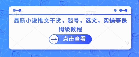 最新小说推文干货，起号，选文，实操等保姆级教程-陈泽网创-资源网-最新项目分享网