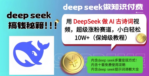 用DeepSeek做AI古诗词视频，超级涨粉赛道，小白轻松涨粉10W+(保姆级教程)-陈泽网创-资源网-最新项目分享网