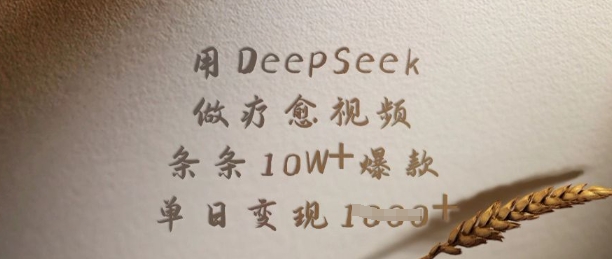 用DeepSeek做疗愈视频，条条10W+爆款，单日变现多张-陈泽网创-资源网-最新项目分享网