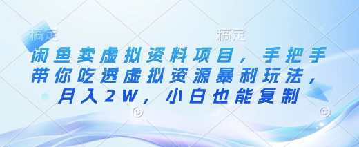 闲鱼卖虚拟资料项目，手把手带你吃透虚拟资源暴利玩法，月入2W，小白也能复制-陈泽网创-资源网-最新项目分享网