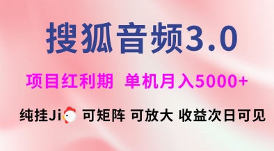 搜狐音频挂ji3.0.可矩阵可放大，独家技术，稳定月入5000+【揭秘】-陈泽网创-资源网-最新项目分享网