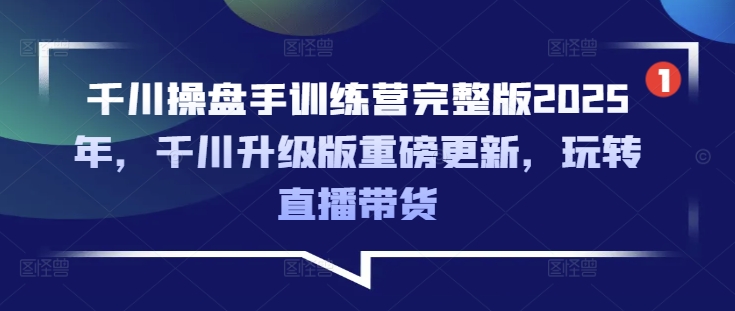 千川操盘手训练营完整版2025年，千川升级版重磅更新，玩转直播带货-陈泽网创-资源网-最新项目分享网