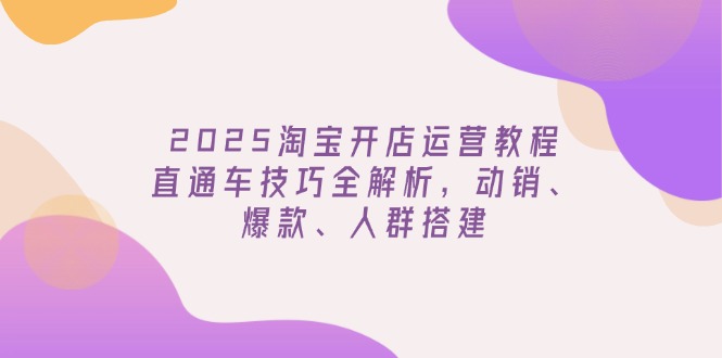 2025淘宝开店运营教程更新，直通车技巧全解析，动销、爆款、人群搭建-陈泽网创-资源网-最新项目分享网