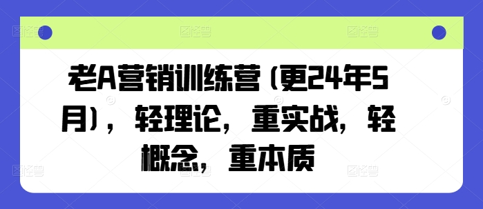 老A营销训练营(更25年3月)，轻理论，重实战，轻概念，重本质-陈泽网创-资源网-最新项目分享网