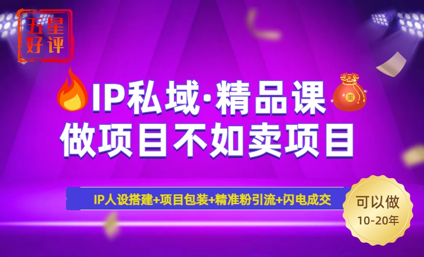 2025年“IP私域·密训精品课”，日赚3000+小白避坑年赚百万，暴力引流…-陈泽网创-资源网-最新项目分享网