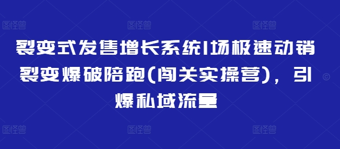 裂变式发售增长系统1场极速动销裂变爆破陪跑(闯关实操营)，引爆私域流量-陈泽网创-资源网-最新项目分享网