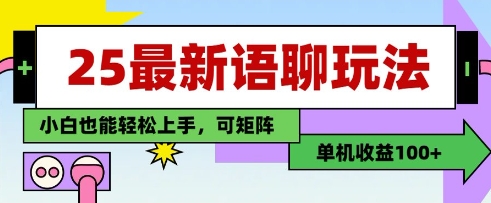 25年最新语聊玩法，纯手工，单机收益100+，小白也能轻松上手，可矩阵操作-陈泽网创-资源网-最新项目分享网