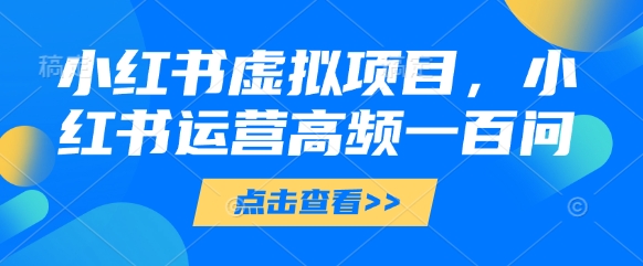 小红书虚拟项目，小红书运营高频一百问【文档】-陈泽网创-资源网-最新项目分享网