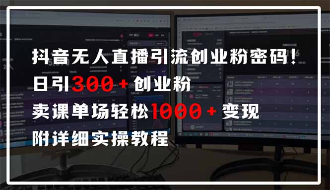 抖音无人直播引流密码！日引300+创业粉 单场轻松1000+变现 附详细实操教程-陈泽网创-资源网-最新项目分享网