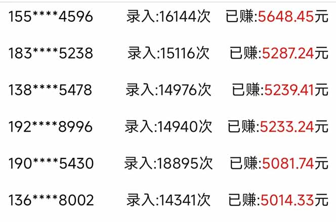 信息录入，几秒一单，只需一部手机，小白轻松上手，日入500＋-陈泽网创-资源网-最新项目分享网